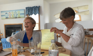 Janine and Alison in a Write at the Beach workshop